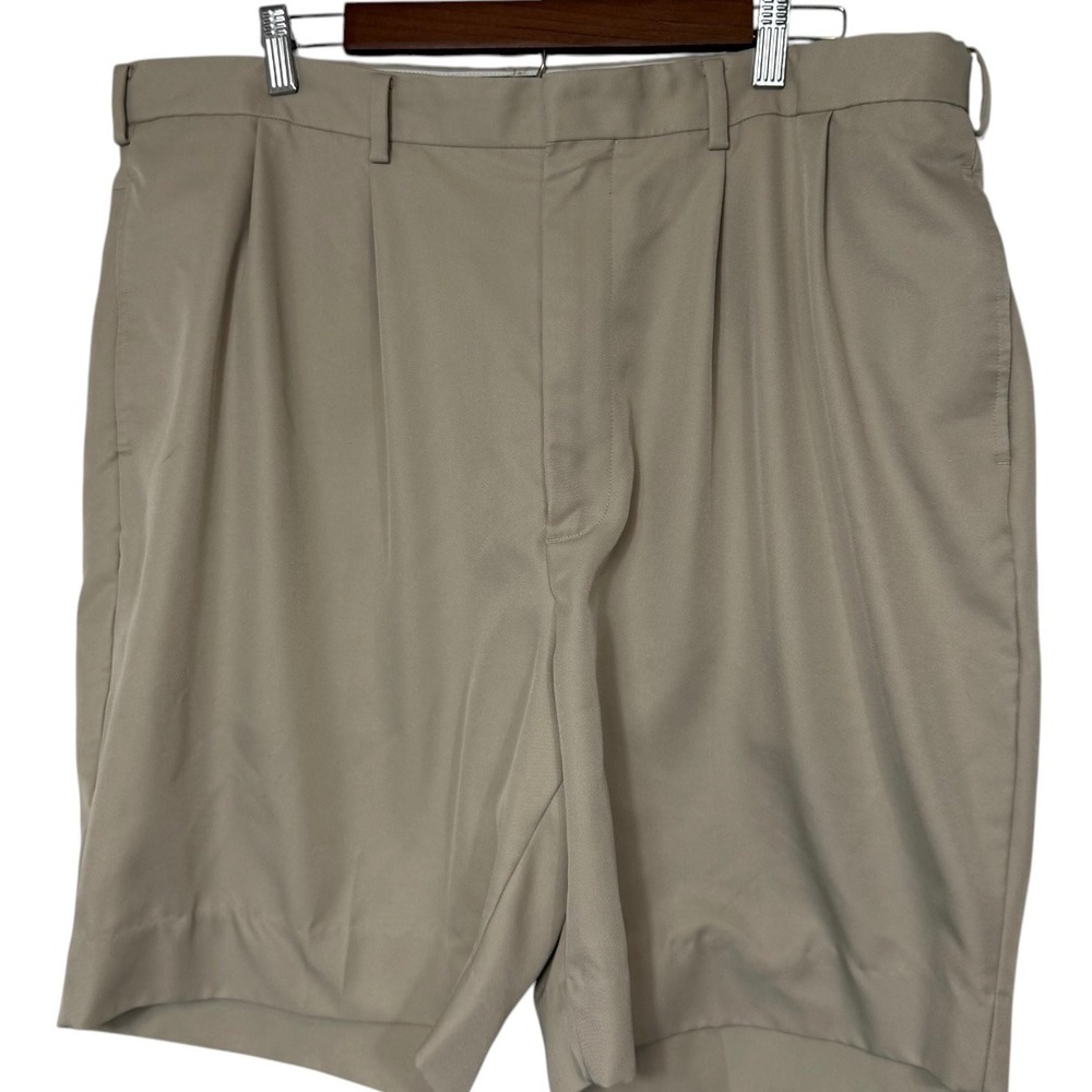 Masters Collection Mens Golf Shorts Tan Khaki Pleated Logo Size 40 RN120111